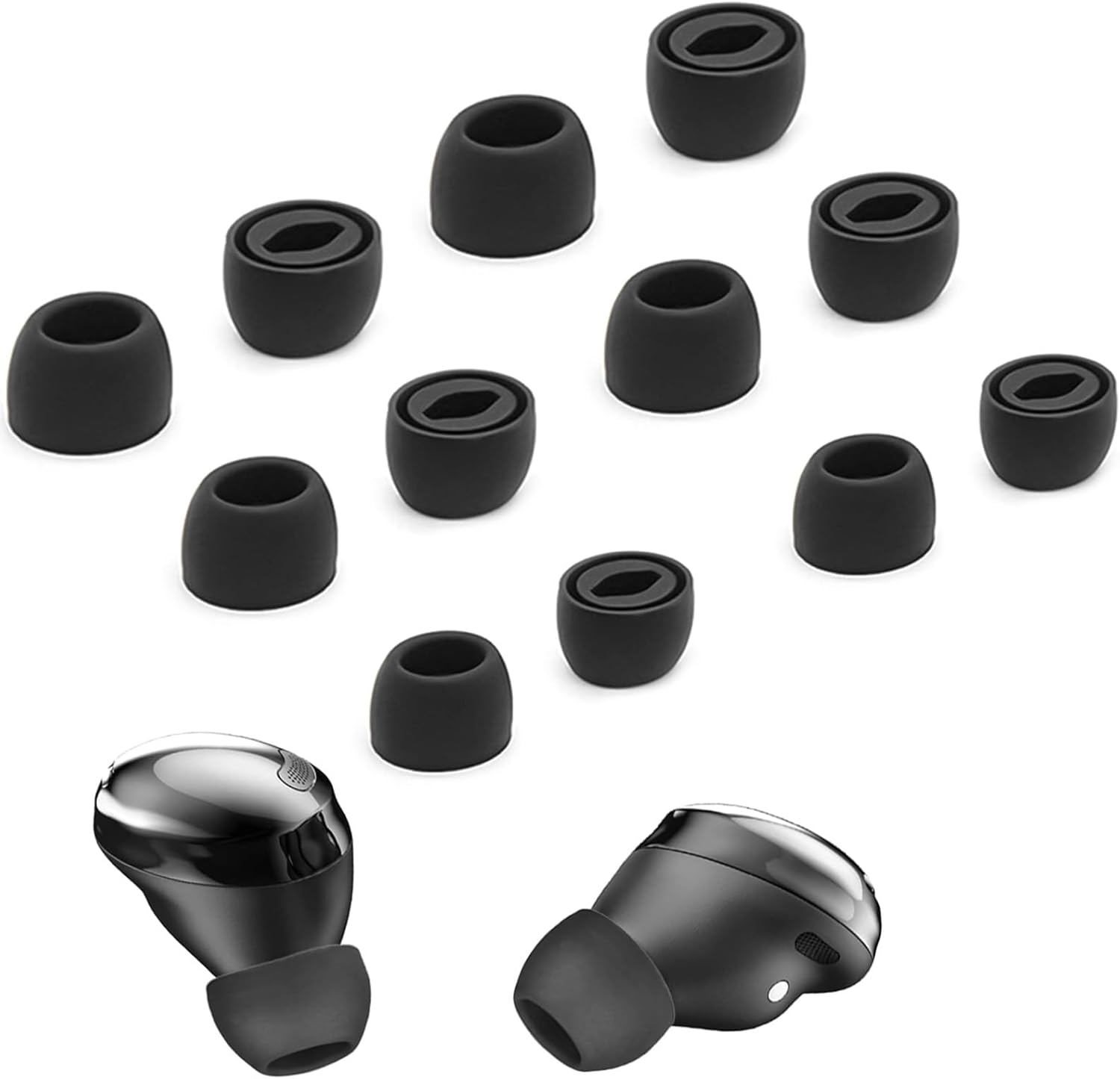 6 Pair Ear Tips for Galaxy Buds Pro, Replacement Silicone Eartips and No Impact Affect Headphone Charging, Noise Reduction & anti Slip Earplugs Compatible with Samsung Earbuds, S/M/L (Black)