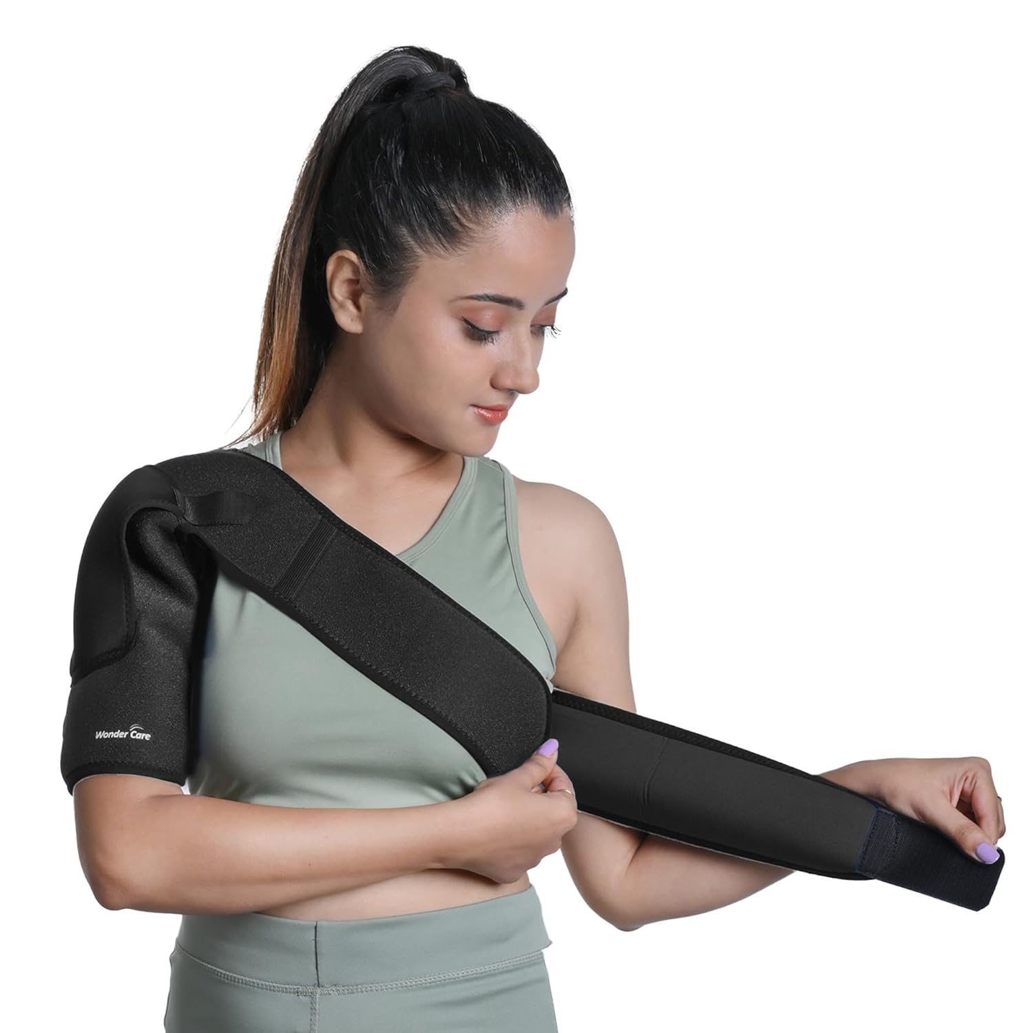 Wonder Care Rotator Cuff Brace for Shoulder Pain Relief Neoprene Shoulder Support Brace for Men and Women for Dislocated, Frozen, Mouse Shoulder, Rotator Cuff Pain Relief Wrap (Special Size: 36"-48") image number 4