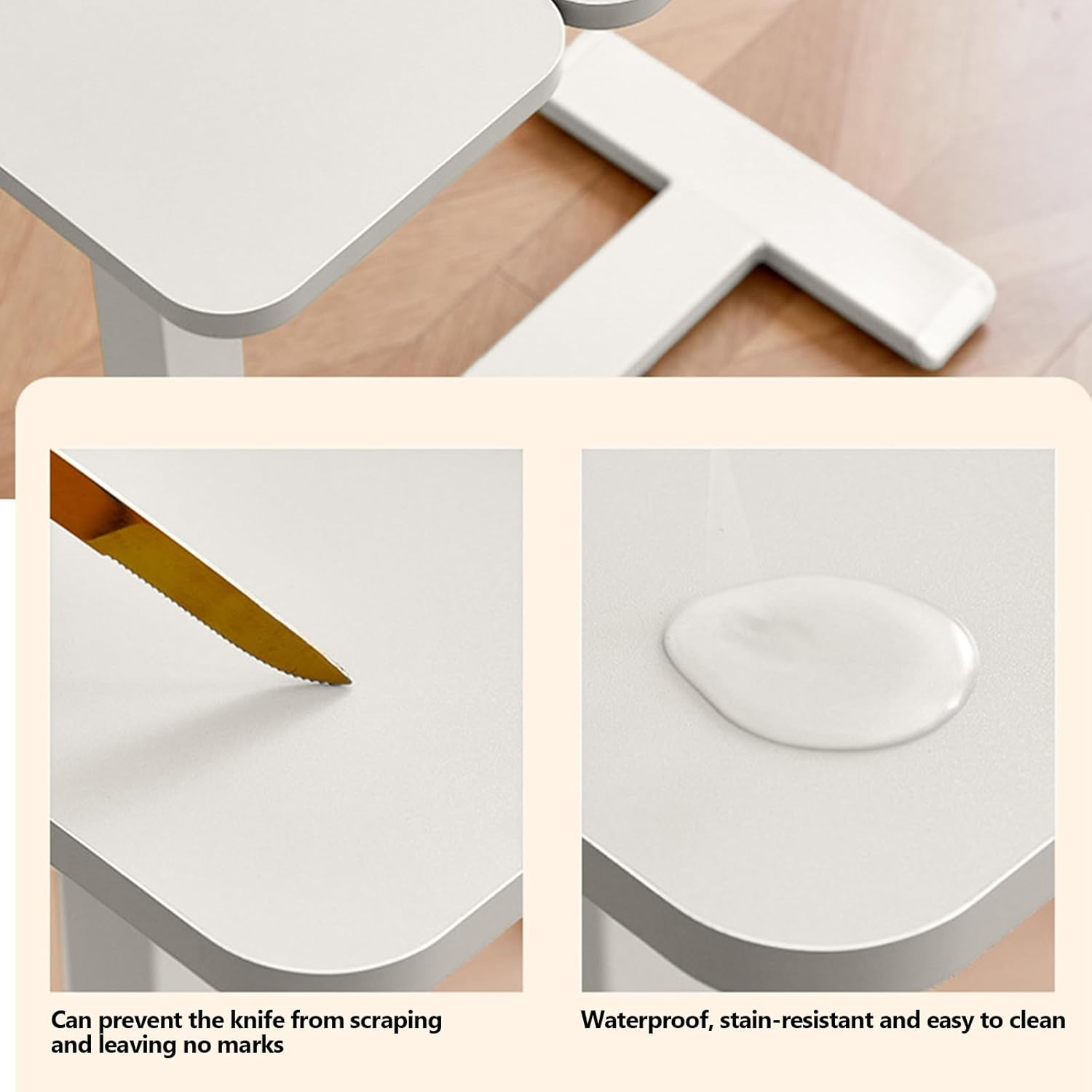 Medical Tiltable Overbed Table, Pneumatic Height Adjustable, Laptop Desk with Wheels, Mobile Standing Desk, Rolling Computer Cart, Suitable for Hospital and Home Use (Walnut Coloured) - White image number 6