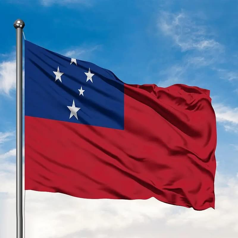 3X5Ft Outdoor Western Samoa Flag Samoan Flag Large，Samoan Flags Polyester with Brass Grommets 90X150Cm（35.4X59 In）, 100D Polyester, UV Resistant Outdoor/Indoor