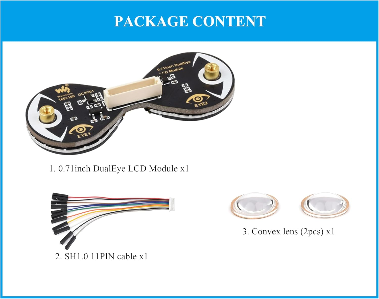 0.71Inch Double Eye round LCD Display Module Compatible with Raspberry Pi Pico/Pico W, ESP32 / Arduino, 160X160 Resolution, IPS Panel, 65K Colors, SPI Interface image number 6