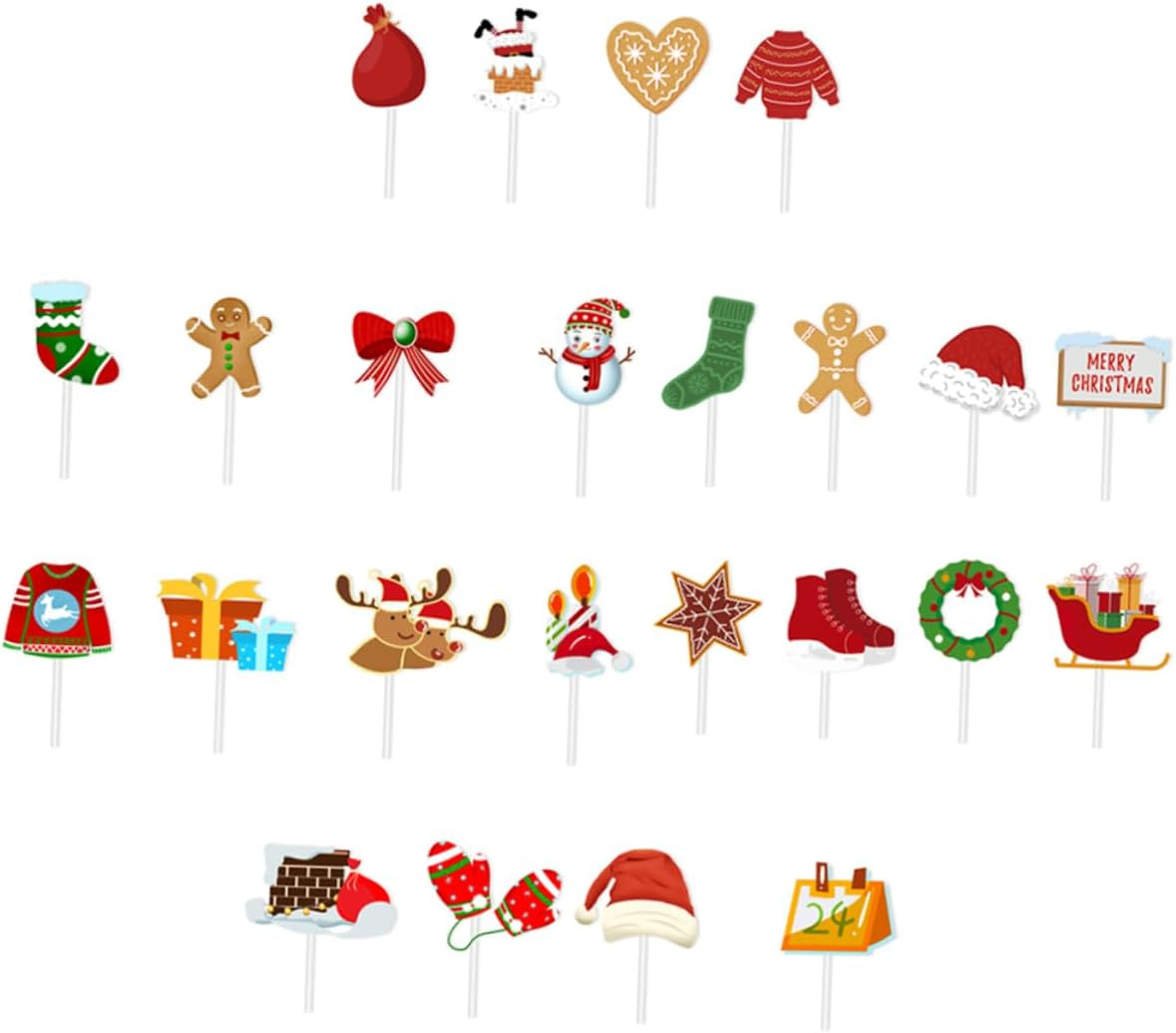 24Pcs Christmas Cake Decoration Festive Cupcake Toppers for Birthdays Showers Holiday Parties Lightweight Easy to Use Christmas Themed Picks for Cakes Desserts image number 4