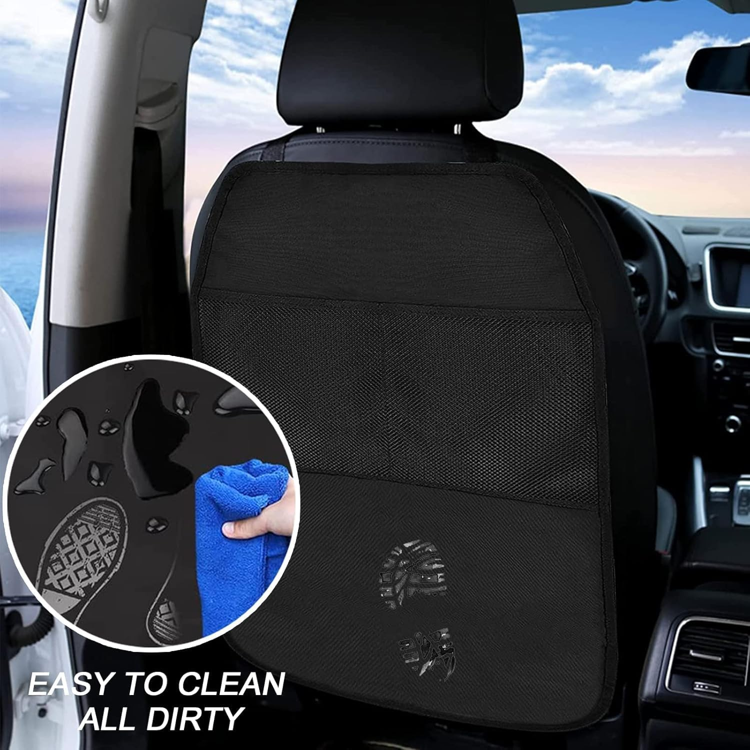Waterproof Back Seat Organiser and Car Seat Protector with Storage Pockets, Durable and Easy to Clean Material for Child Car Seats, Universal Fit for Suvs Trucks Minivans, Pack of 2 - Mecus image number 3