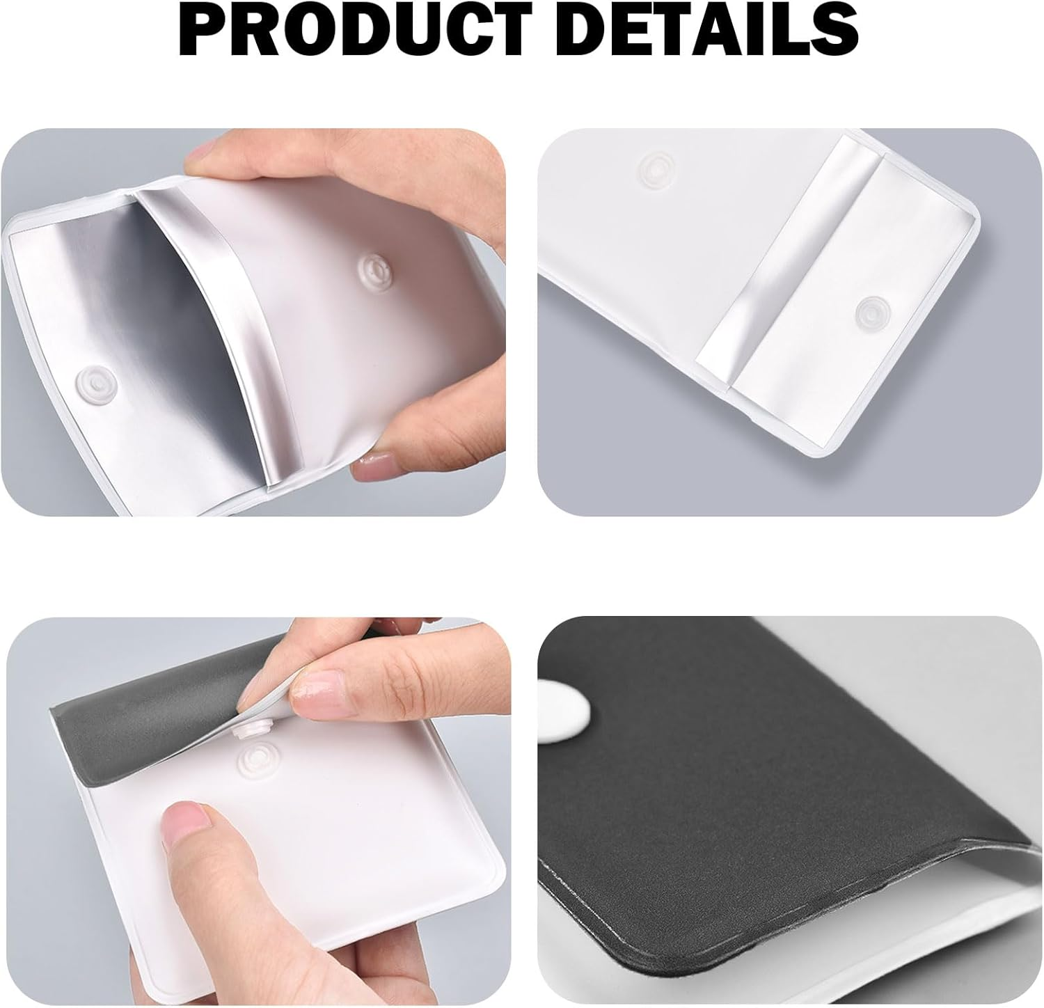 Pocket Ashtray Pouch Fireproof PVC, 4 Pcs Reusable Portable Ashtray with Lid Smell Proof, Cute Travel Ashtray Cigarette Butt Disposal, Cigarette Disposal Outdoor Fancy Black and White for Travel Use image number 1