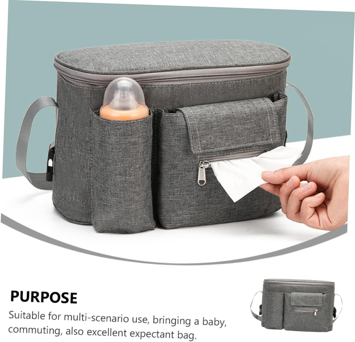 Ibasenice Diaper Bag Container Stroller Bottle Pouch Large Capacity for Organized Travel and Commuting image number 1