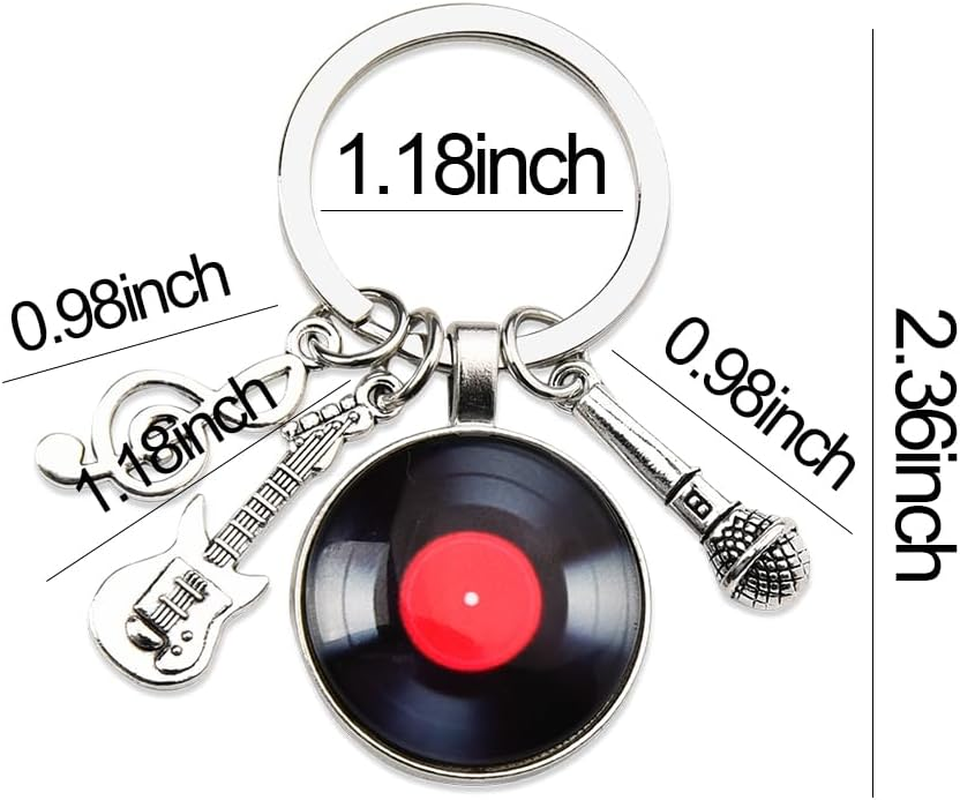 Vinyl Record Keychains for Music Lovers Cool Punk Christmas Birthday Gifts for Musician Composer Girl Boys Music Teachers Students Music Accessories Recording Player Pendant Key Chain