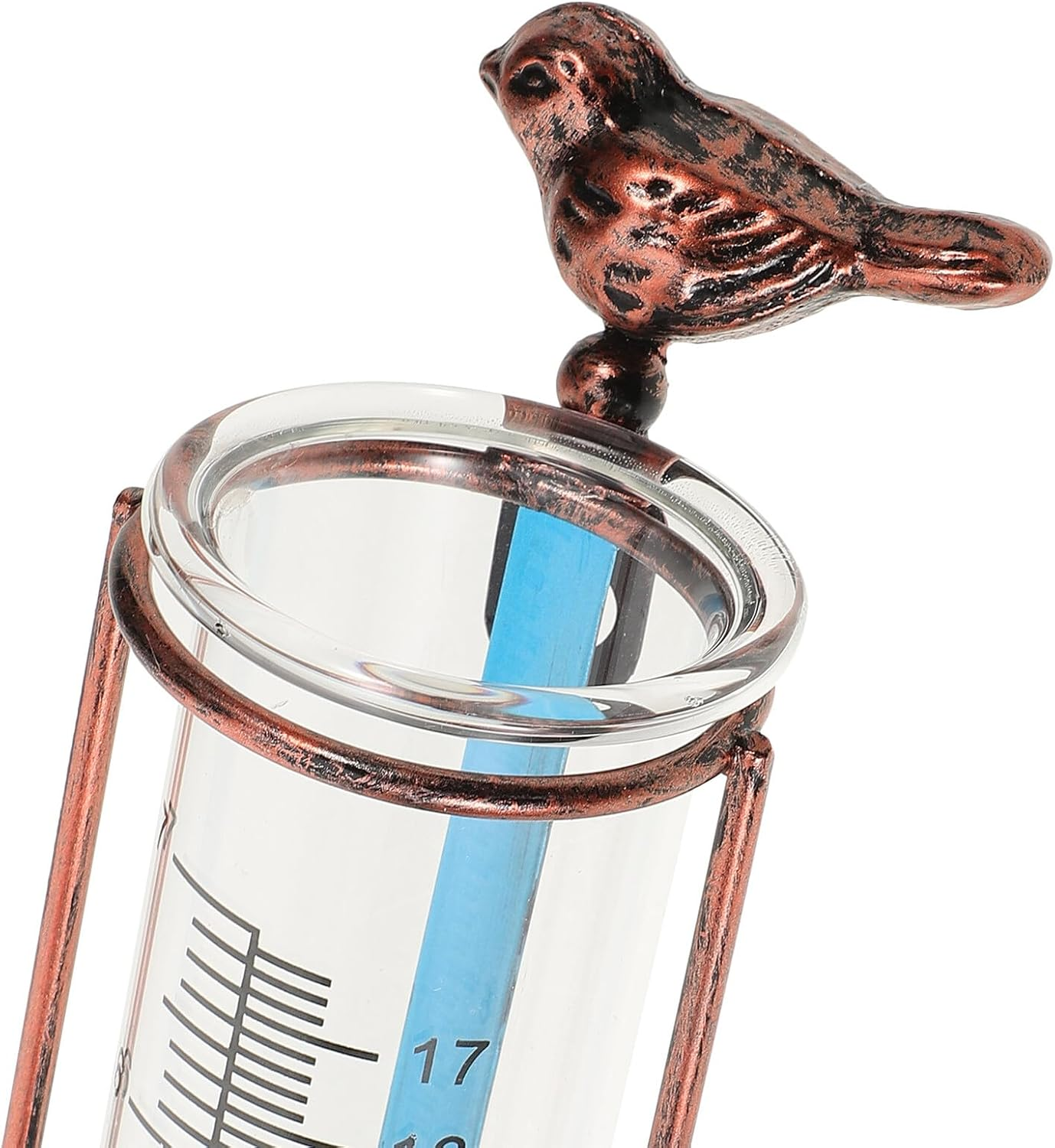 INOOMP Glass Rain Gauge Test Tube with Graduated Scale for Outdoor Garden Lawn Farm Iron Frame Elegant Brass Color Accurate Rainfall Measurement Tool image number 3