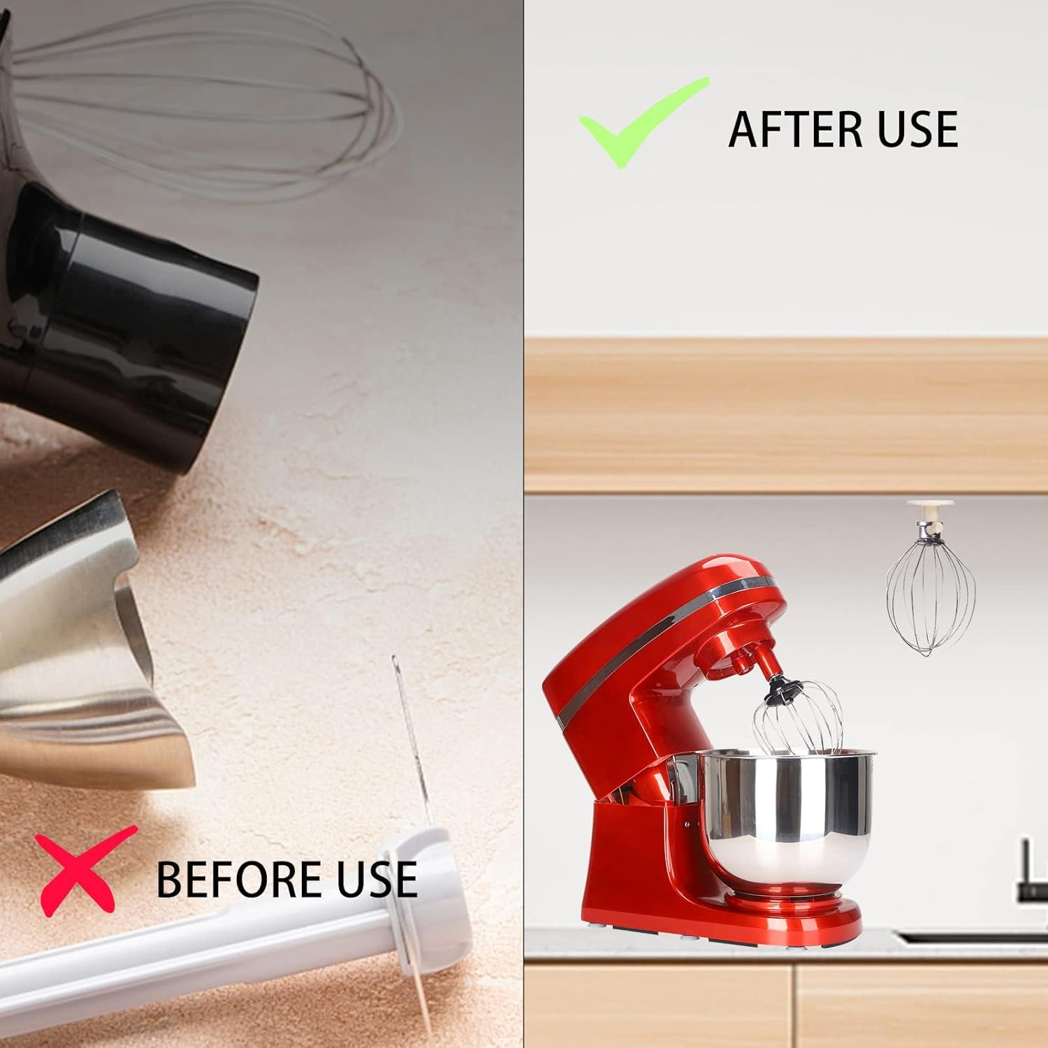 JDFHFGB 4 Pack Stand Mixer Attachment Holder, Compatible with Kitchenaid Mixers, Organizer for Flat Beater, Flex Edge, Dough Hook & Wire Whip image number 2