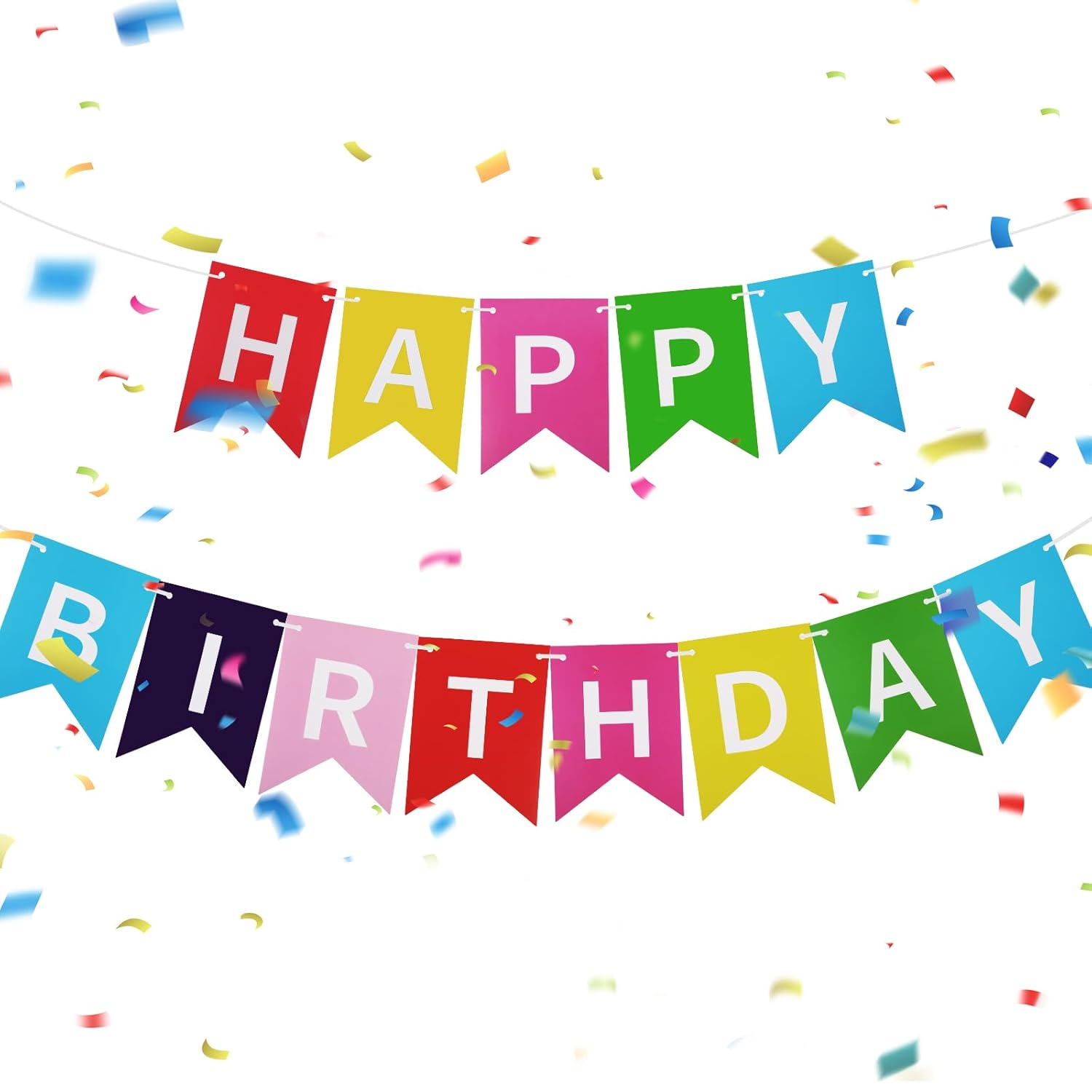 Bighan 5M Happy Birthday Banner Birthday Garland Party Decorations Birthday Signs Hanging Decor Kids' Birthday Party Banners, Blue