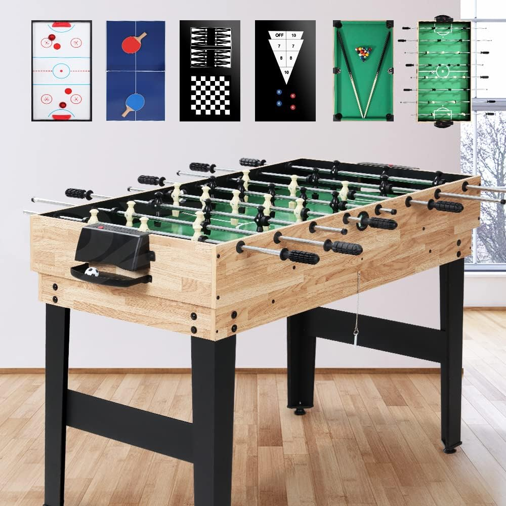 Foosball Table, 10-In-1 Football Soccer Ball Shuffleboard Tennis Bowling Chess Foose Tables Home Party Favour Kids Game Training Equipment Indoor Sport image number 5