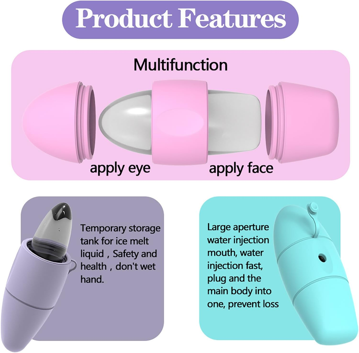 CHSEEO Ice Face Roller, Upgraded Silicone Ice Roller for Face and Eyes, Targeted (Difference between Face and Eye Massage) Facial Ice Roller for Shrink Pores and Relieve Puffy Eyes image number 5