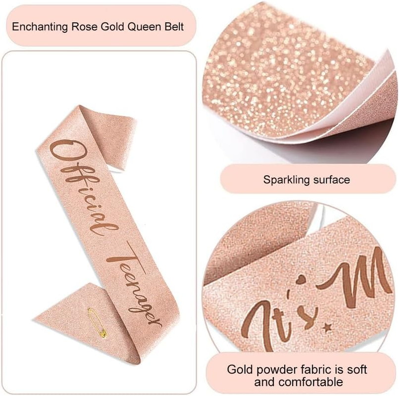 Aoiiigo 13 Happy Birthdays Party Favor Supplies 13Th Birthday Decorations for Girl Official Teenager 13Th Birthday Crown and Sash image number 3