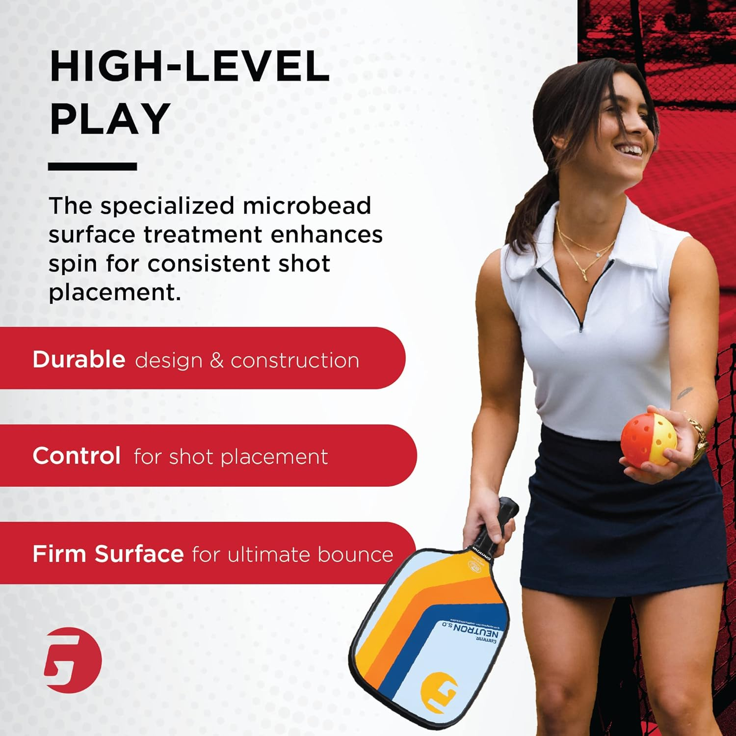 GAMMA Sports 5.0 Pickleball Paddle, Graphite Pickleball Paddle with Polypropylene Core and Honeycomb Grip image number 3