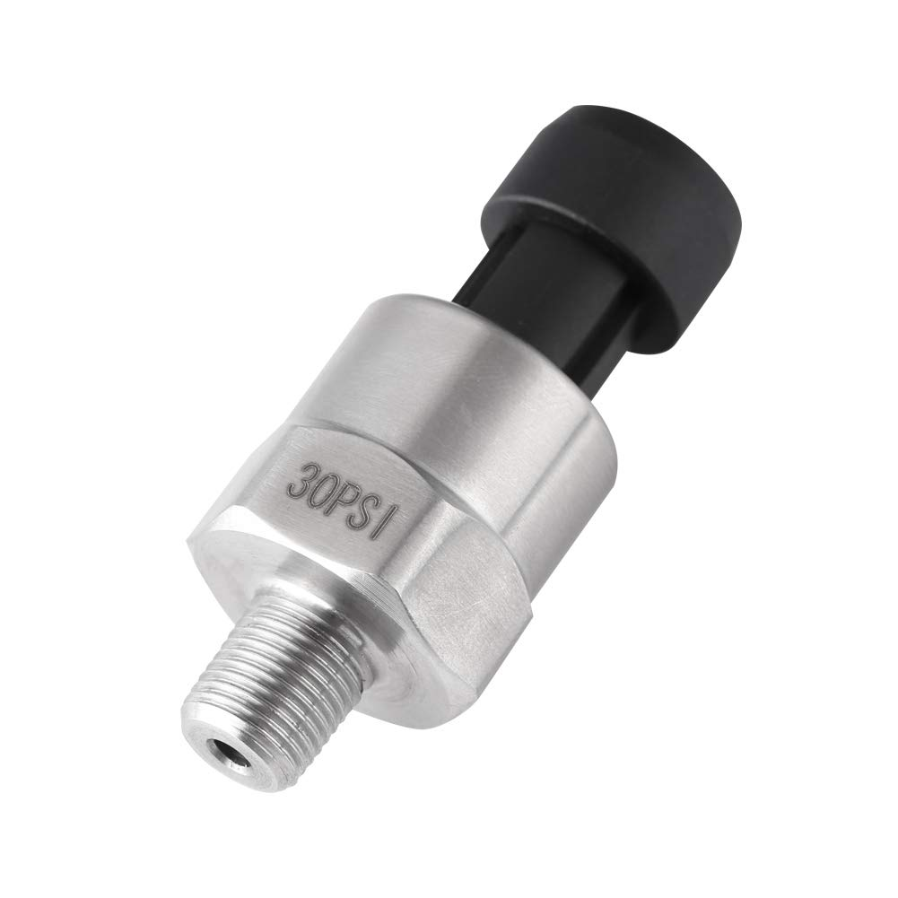 Pressure Transducer - 1/8 Inch NPT Thread Transducer Pressure Sensor - Pressure Sender Pressure Gauge for Oil, Fuel, Air, Water (30PSI) image number 1