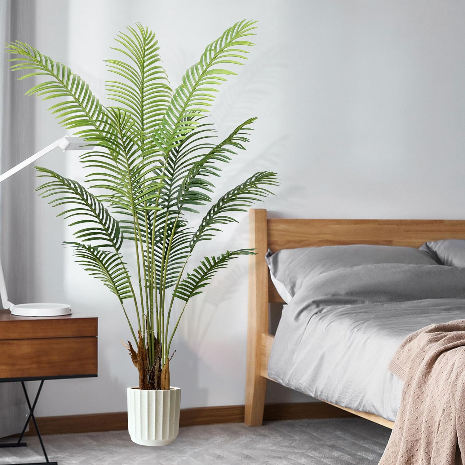 YUZU-SZ Large Artificial Areca Palm Tree 160Cm,Tall Realistic Fake Plant with 12 Leaves, Indoor Faux Tree for Home & Office Decor, Potted Tropical Greenery image number 5
