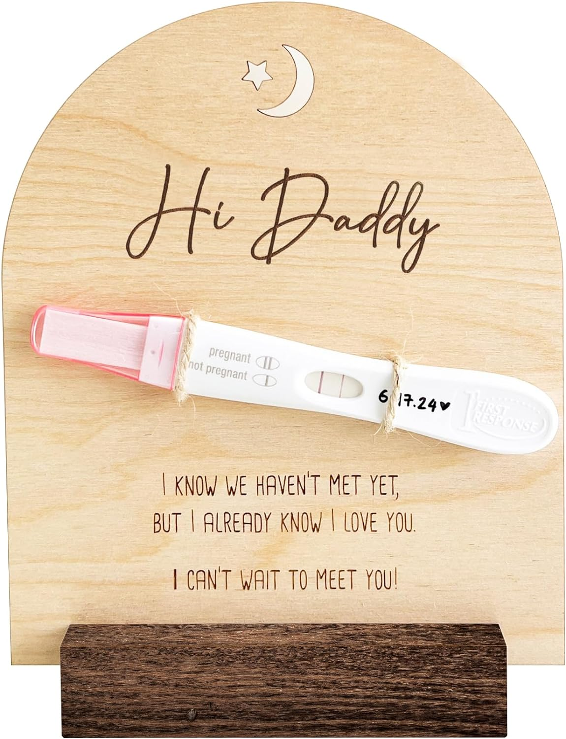 Pregnancy Announcement for Dad- Hi Daddy Pregnancy Test Keepsake Wooden Sign- Baby Surprise Announcement Ideas, Pregnancy Reveal to Husband, Daddy to Be Gifts image number 4