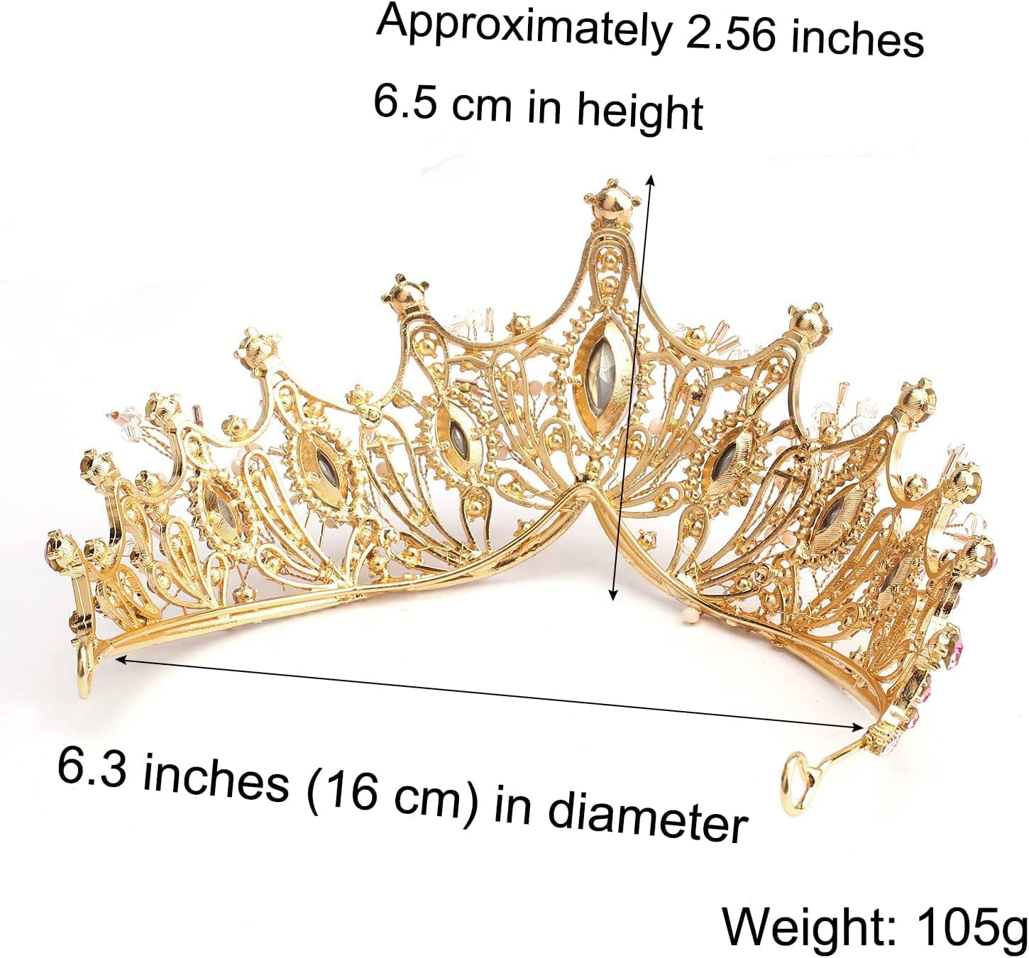 Baroque Queen Crown, Rhinestone Wedding Tiaras and Crown for Bride Handmade Crystal Headband Tiara for Women and Girls - Wedding Halloween Faire Costume Birthday Music Festival Hair Accessories (Gold) - 3 Purple image number 3