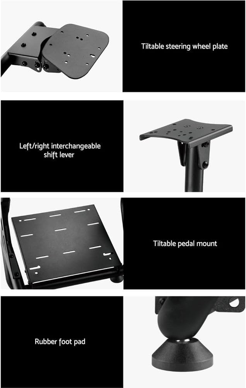 Artiss Racing Simulator, Foldable Sim Steering Cockpit Wheel Adjustable Gaming Chair Leather Seat Thrustmaster for Home Bedroom with Rubber Foot Pads, Black Red image number 1