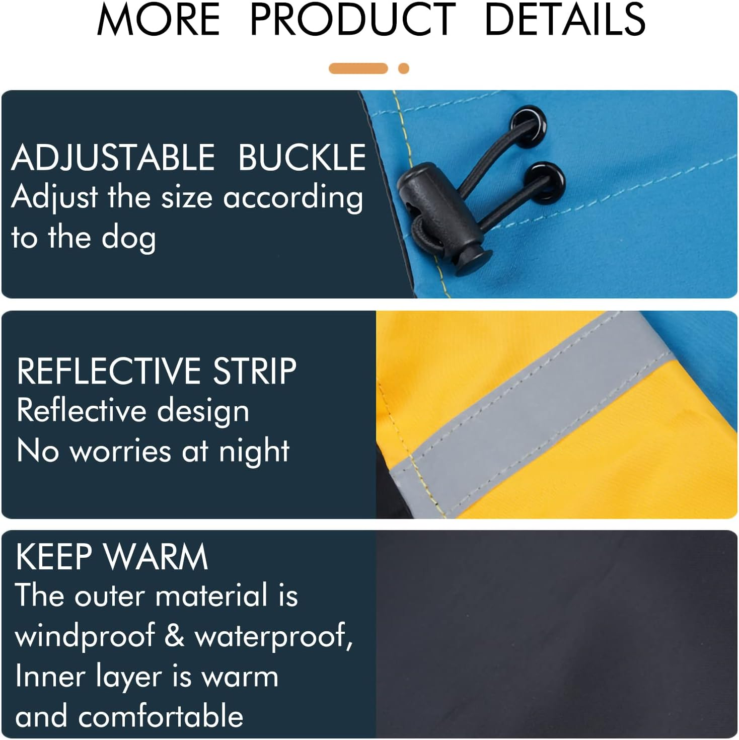 XXXL Warm Dog Coats - Windproof Winter Outdoor Jackets, Cold Weather Waterproof Raincoats with Leash Hole, Blue+Yellow