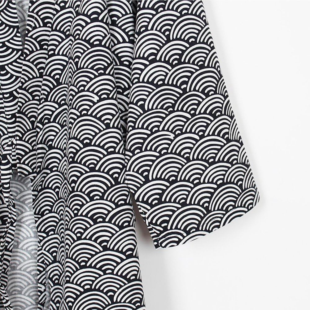 FANCY PUMPKIN Men'S Yukata Robes Kimono Robe Khan Steamed Clothing Pajamas, Navy192, Large image number 2