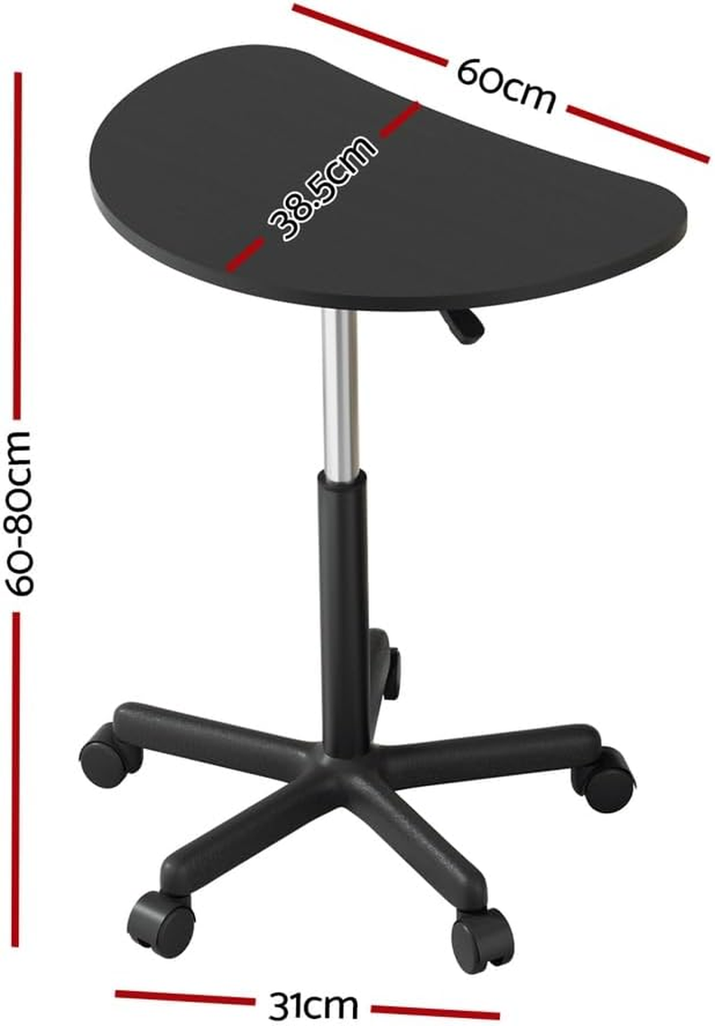 Artiss Laptop Table, 60-80Cm Height Adjustable Stand Desk Desktop Computer Standing Study Desks Bed Side Tables Home Office Travel Studio Furniture, Portable 360&deg; Rotating Lockable Caster Wheels Black