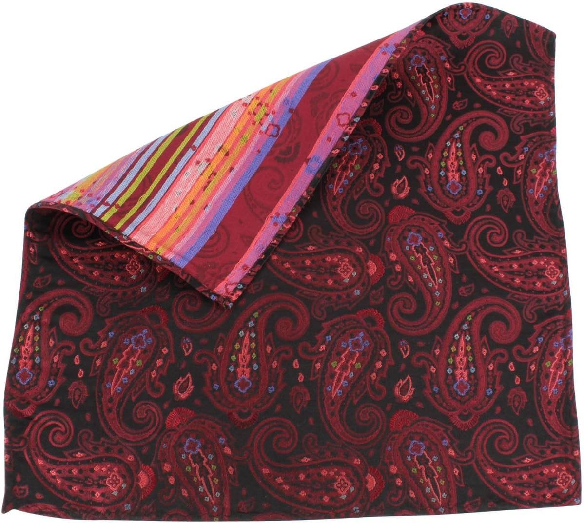 Knightsbridge Neckwear Mens Paisley Silk Pocket Square - Black/Wine image number 1