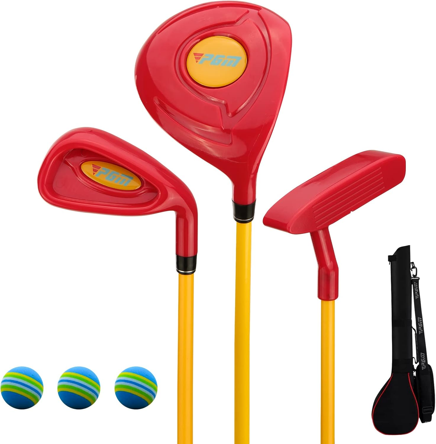 PGM Children'S Golf Club Set - Can Hit Real Balls, Includes Wood, Iron, and Putter Clubs, Great for Beginner Boys and Girls, Instructional Training Set
