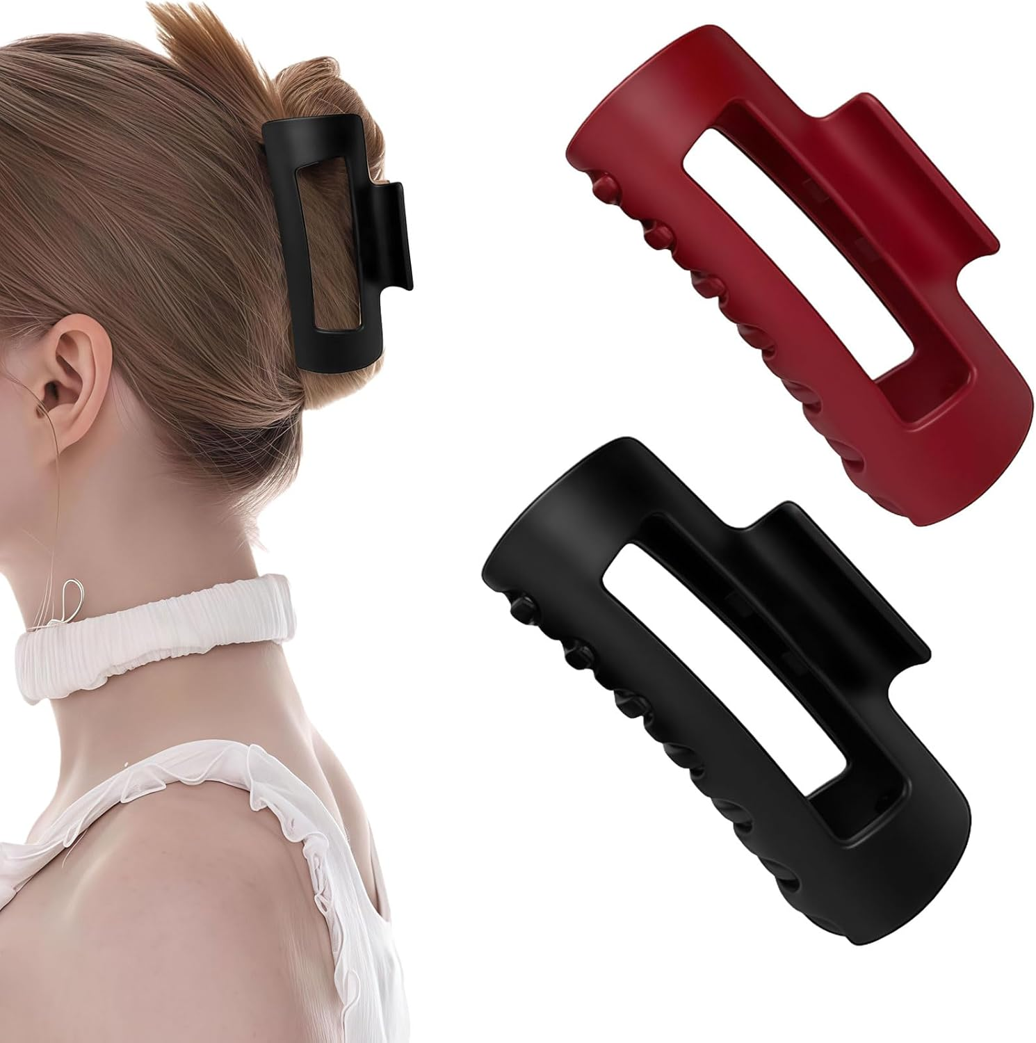 Xanthelle Haarklammer, Pack of 2 Large Hair Claws for Women, Squishy Silicone Grip Non-Slip, Soft Large Hair Clip for Thick Hair, Comfortable Hair Clips image number 4