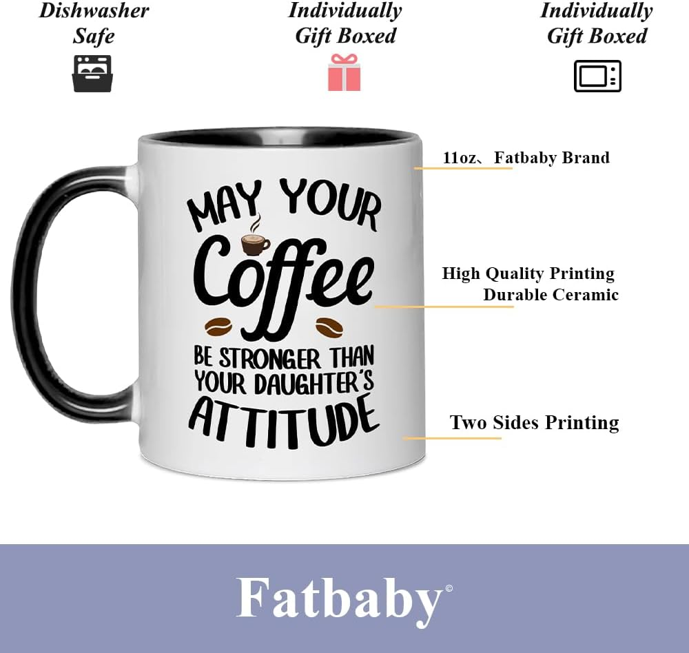 Funny Gifts for Mom Dad from Daughter,Humorous Coffee Mug Gifts from Daughter, Hilarious Birthday Mother&rsquo;S Father&rsquo;S Day Thanksgiving Christmas Mug for Mom Dad 11OZ Tea Cup