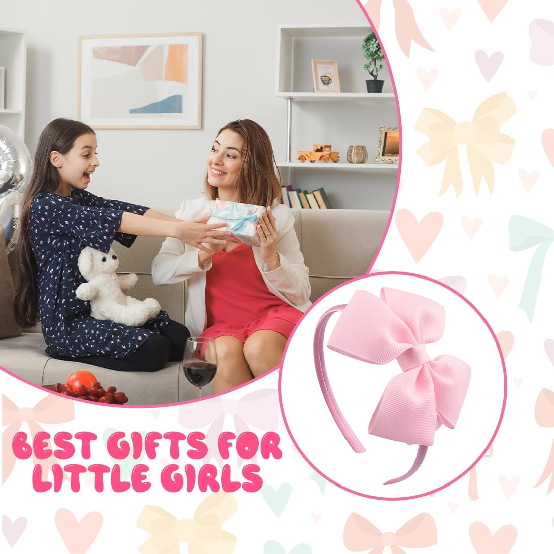 XYTAHDM Pack of 4 Coloured Bows Headbands, Headbands for Girls and Women, Cute Non-Slip Plastic Headbands, Fashionable Hair Accessories for Everyday and Celebrations image number 4