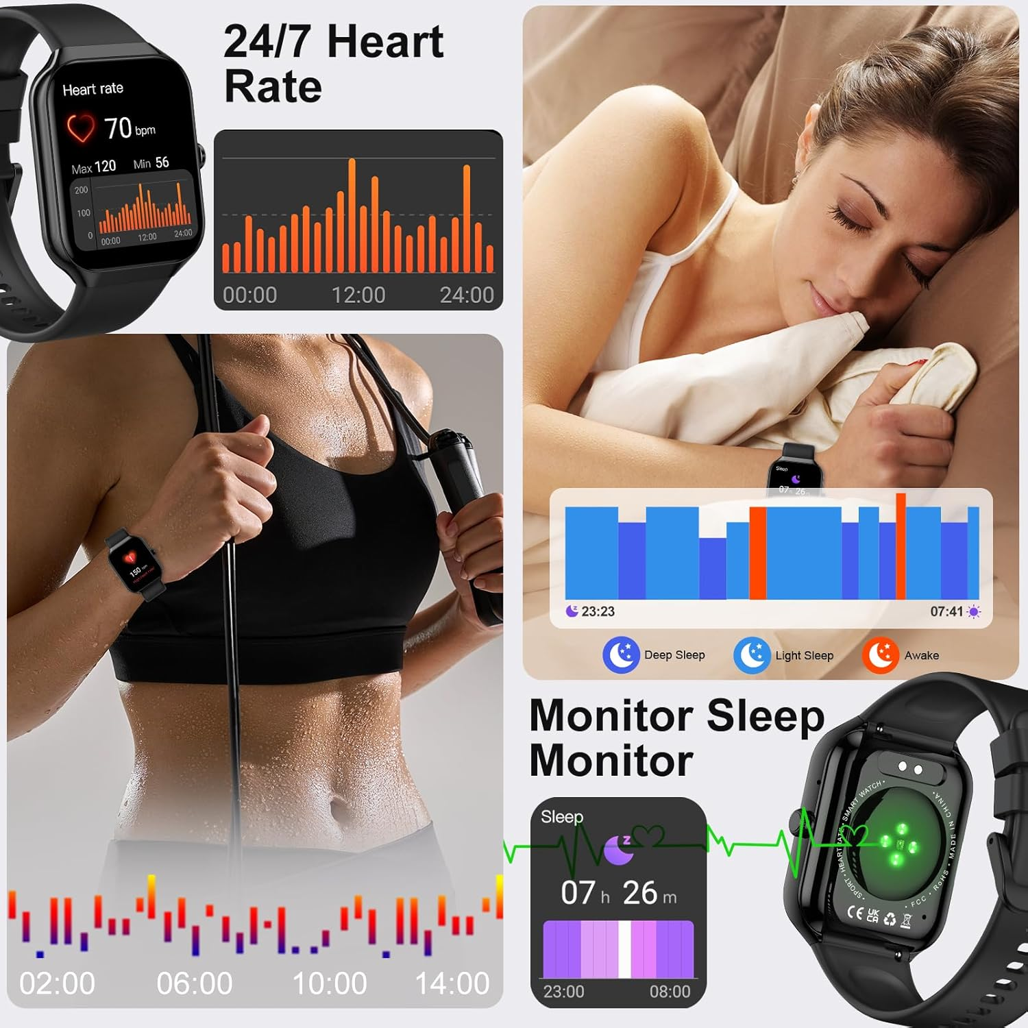 Smart Watch for Men Women Answer/Make Calls, 1.96" Fitness Watch with Step Counter Heart Rate Sleep Monitor, 2025 NEW Fitness Activity Tracker 113+ Sports IP68 Waterproof, Smartwatches for Android IOS image number 1
