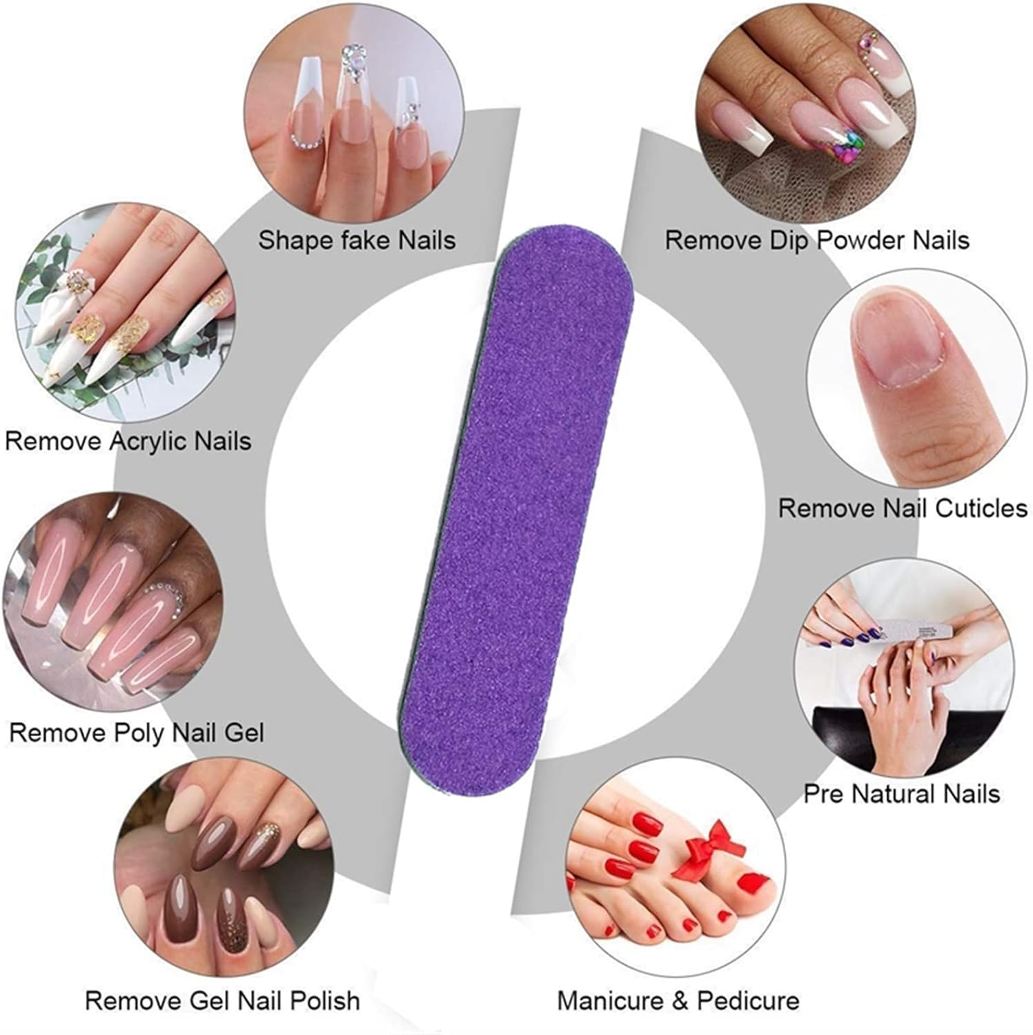 TRUSTTWO 100Pcs Nail File Double Side Buffer Trimmer Sandpaper Professional Nail Buffer Reusable Nail Trimmer Tools the New (Color : Purple) image number 1