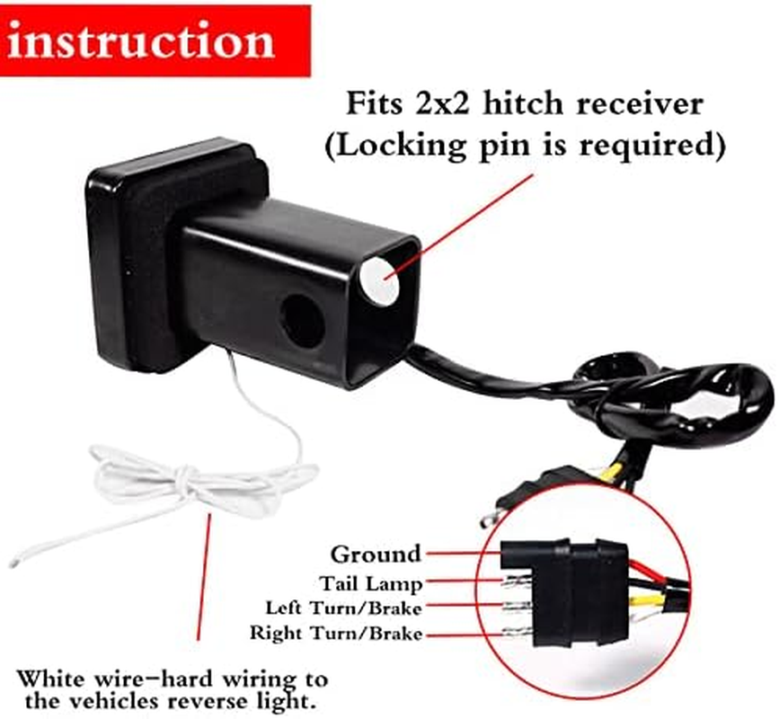 Tonsya 3-In-1 Smoked Lens Universal LED Hauling 2" Receiver Compatible with Truck SUV RV Trailer Rear Bumper Driving Lamp Brake Tail Reverse Tow Hitch Cover Light - Red Lens Led image number 7