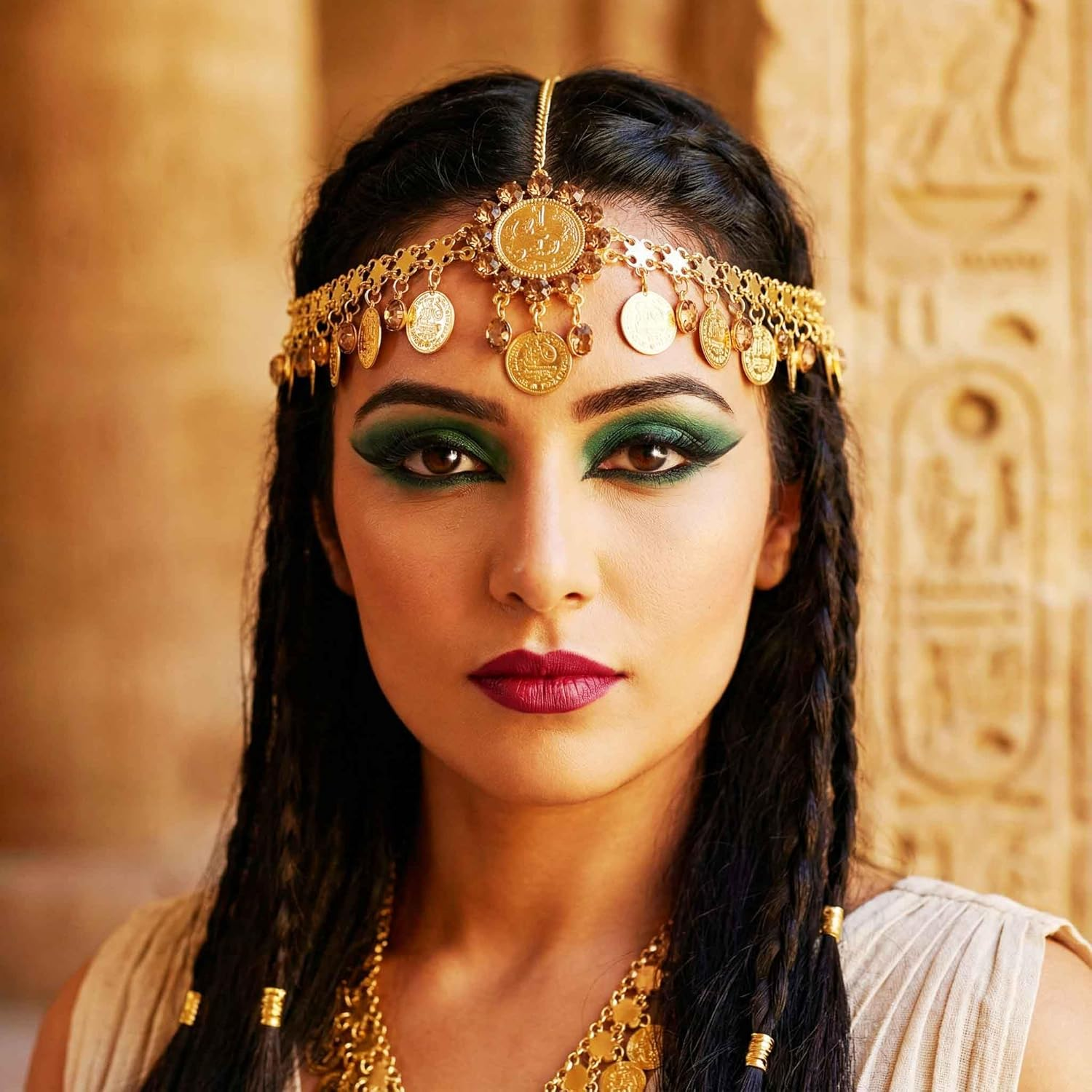 Fashband Gold Sequin Head Chain Boho Headpiece Hair Chains Festival Costume Hair Accessories for Women (Gold, One Size)