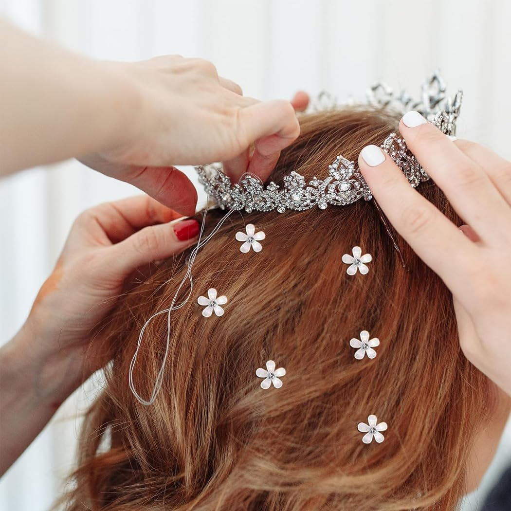 CUEMOON 10 Pieces Mini Hair Clips Hair Clips with Cute Rhinestones Elegant Flowers for Women image number 3