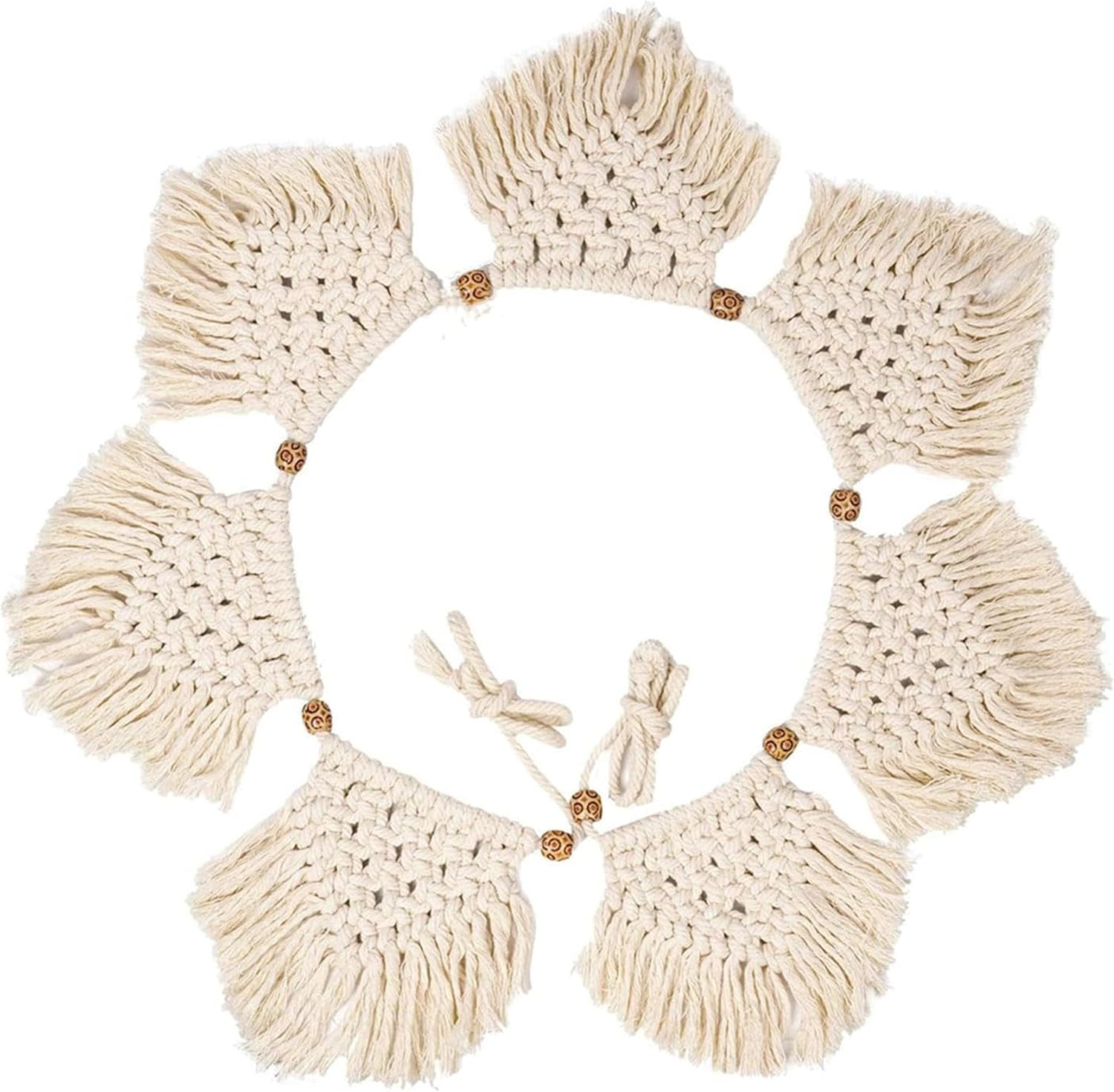 Macrame Wall Decor - Room Decoration Tapestry,Bohemian Handmade Wall Art Tapestry,Macrame Garland Banner with Wood Beads,Home Wall Art Decoration for Apartment,Living Room,Bedroom,Balcony image number 2