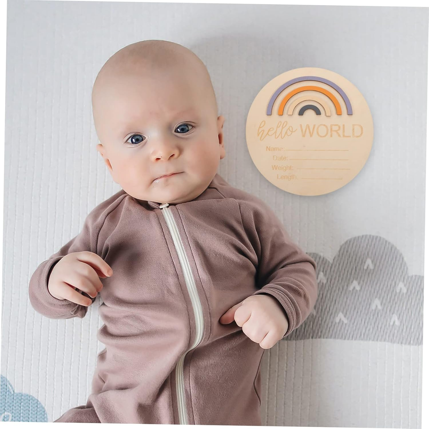 ERINGOGO Wooden Milestone Cards Rainbow Design Newborn Monthly Announcement Discs Photo Prop Keepsake for Nursery and Name Sign image number 6