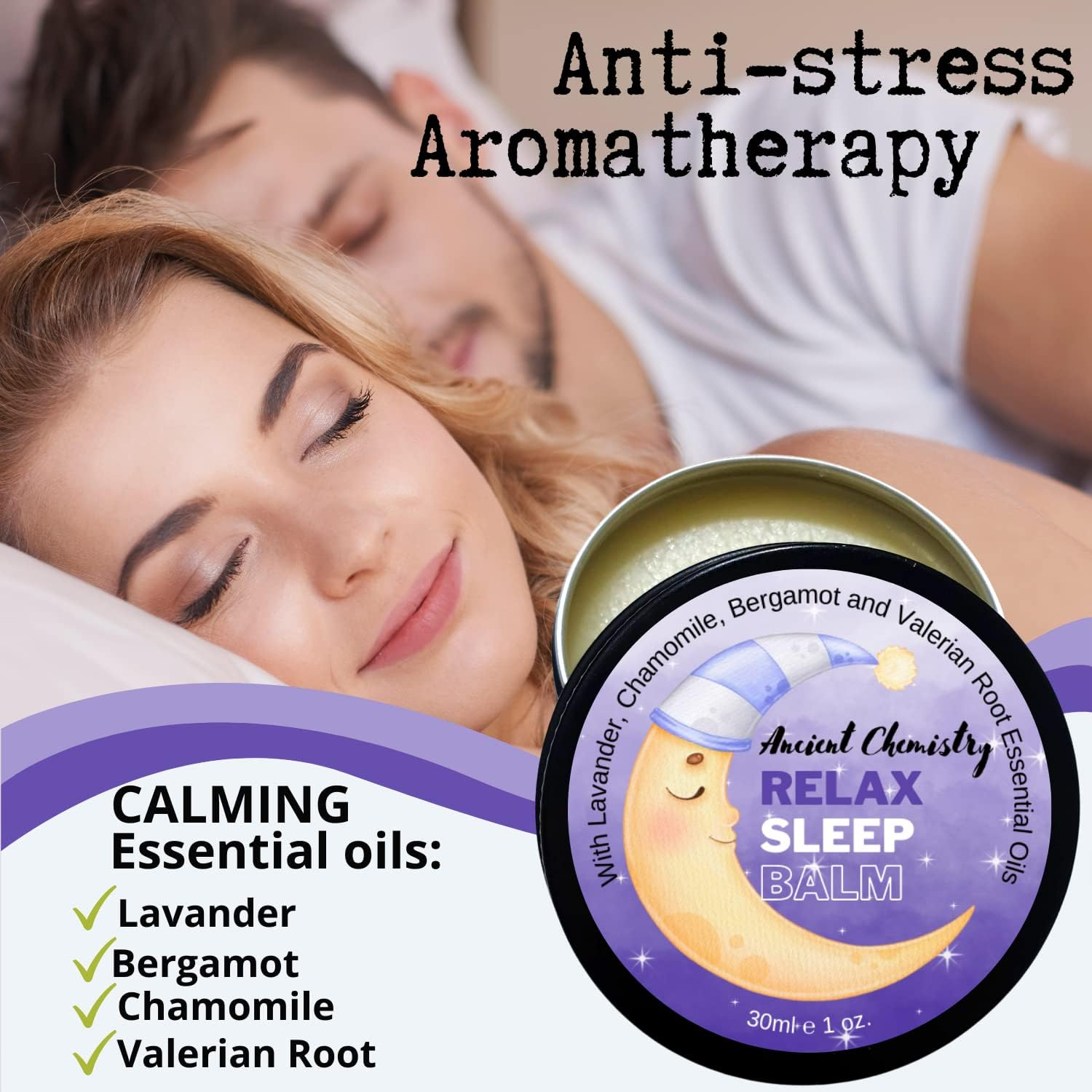100% Natural Sleep Balm Softens Skin Whilst Relaxing, Sleep Rub on the Temples or Pulse Points, Lavender, Bergamot and Camomile Essential Oil & Valerian Root in Balm for Good Night Sleep Aid image number 2