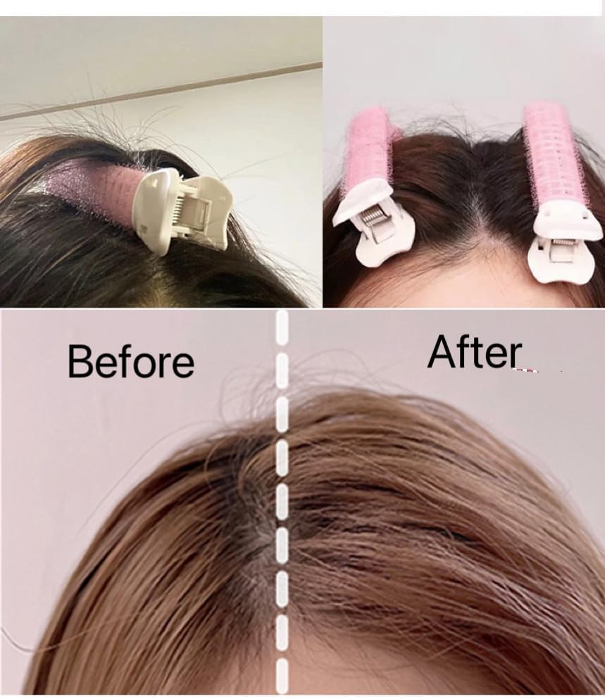 4Pcs Pink Hair Rollers with Clip Volumizing Bangs Curler DIY Styling Accessories Tool Portable Self Grip Volume Hair Root Clips Styling Tools and Appliances image number 3