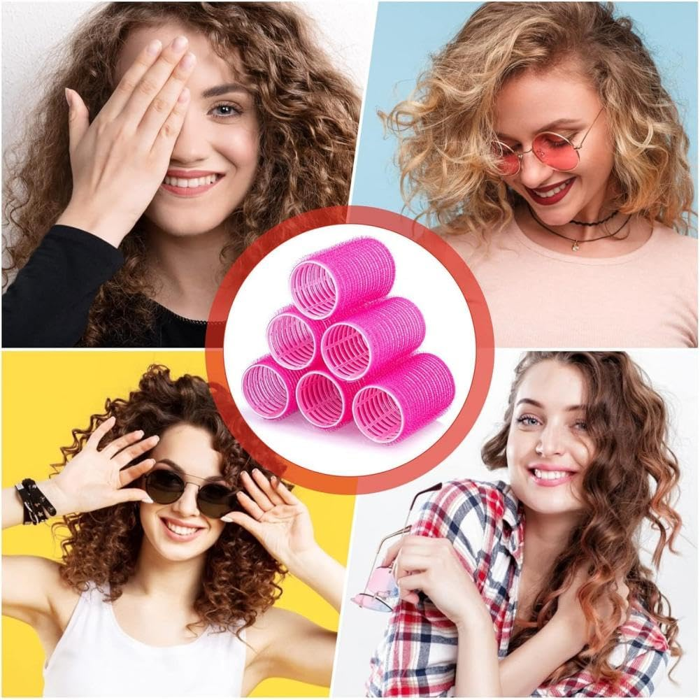 Rollers Hair Curlers Set, 28 Pcs Self Grip Rollers Set for Volume and Curls - 6.3Cm, 4.3Cm, 3.7Cm for Blowout Look Long Medium Short Thick Hair Volume