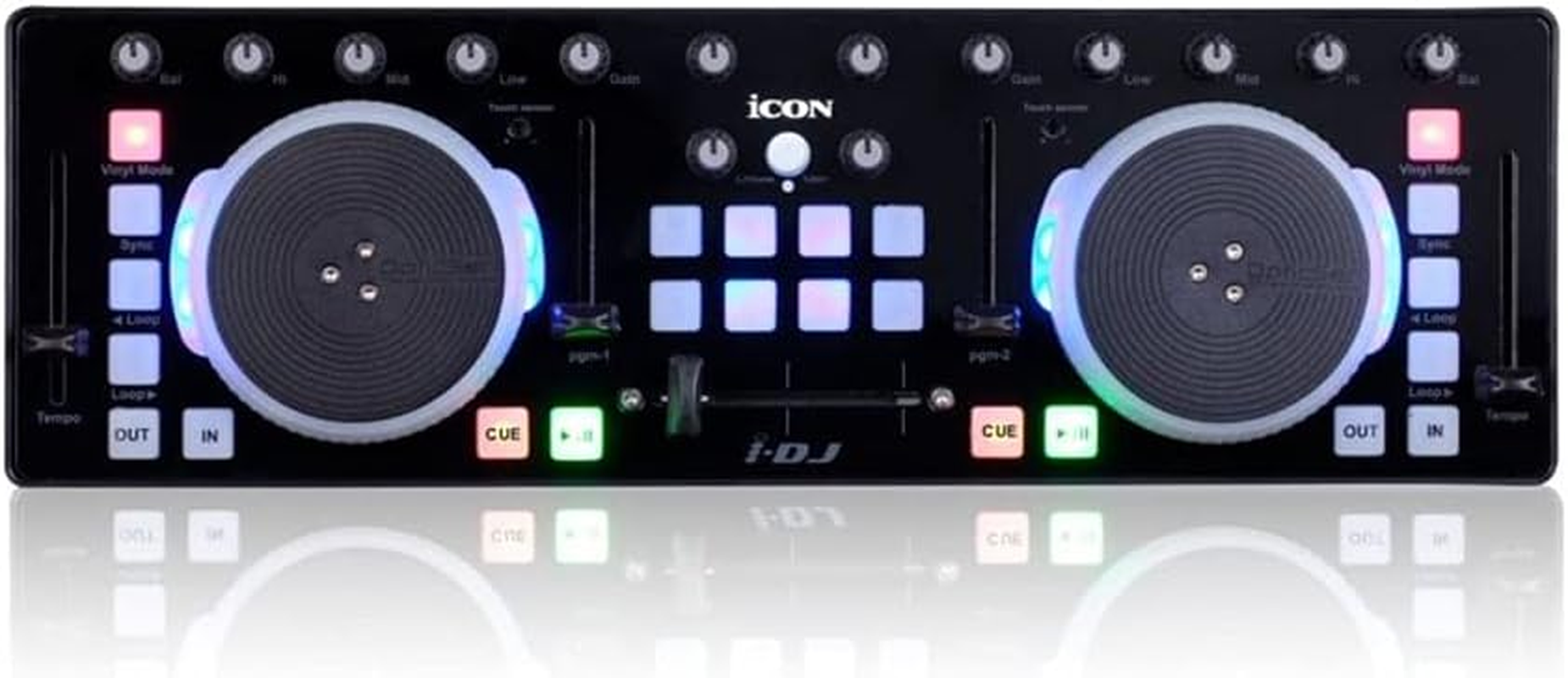 Icon I-Dj Mini USB MIDI-/DJ- Controller with Touch Sensitive Scratch Wheels, Black image number 1