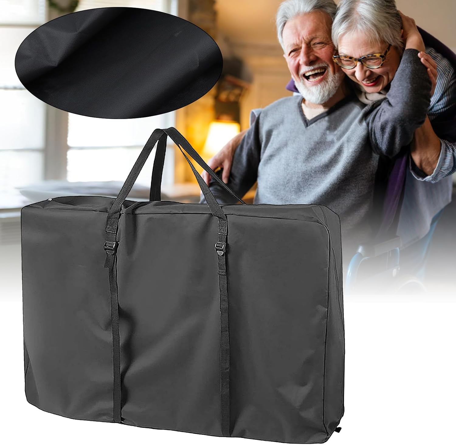 Wheelchair Storage Bag,110 X 74 X 28Cm 600D Oxford Cloth Wheelchair Backpack Bag with Zipper, Large Capacity Foldable Wheelchair Travel Bag for Outdoor image number 6