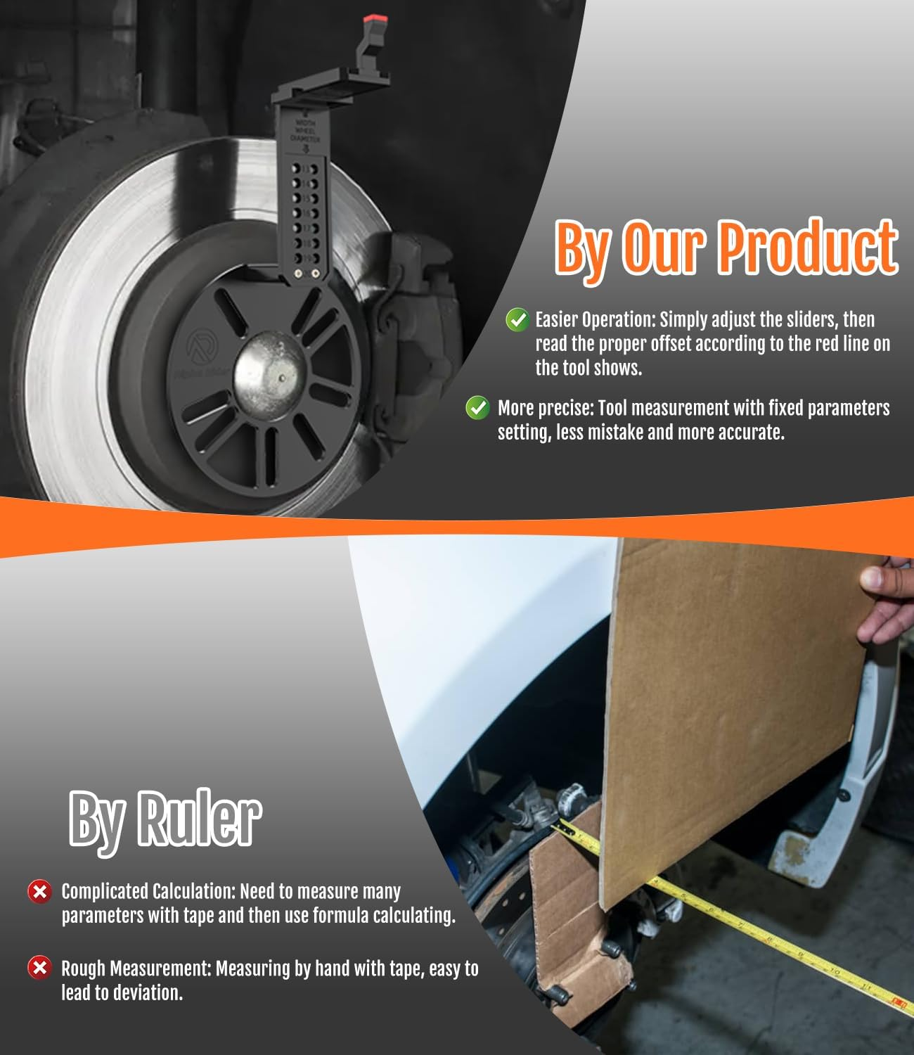 Alpha Rider Universal Wheel Fitment Offset Tool Wheel Tool Car Wheel Offset Measuring Gauge Hub Tool Supports 13 to 20 Inch Wheel Diameters 4 and 5-Lug Wheel Bolt Pattern image number 3