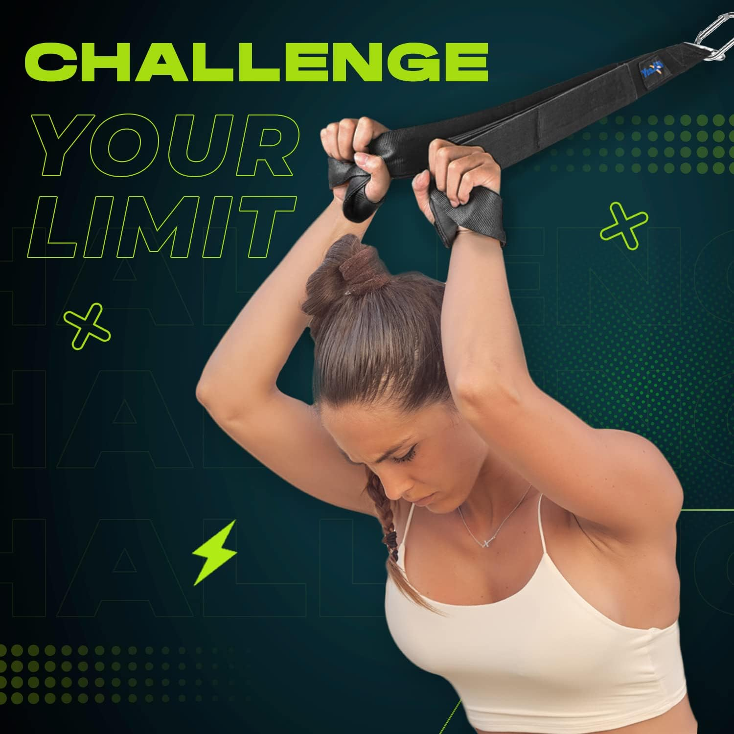 Yes4All Tricep Strap Cable Attachment 22 & 29 Inches for Different Exercises, Wide Range of Motion/Portable Cable Crunch Attachment with Large D-Ring, Sturdy Wedding Material image number 4