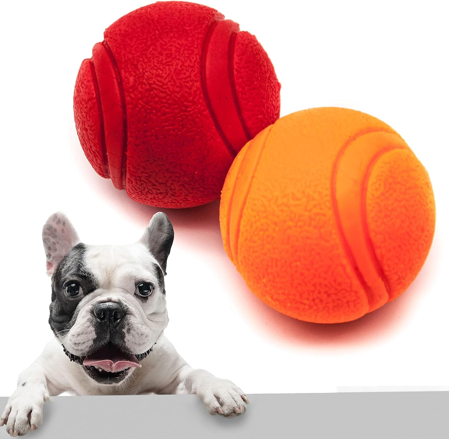 2 X Strong Solid Rubber Ball HIGH BOUNCING Tough Dog Toys Indestructible Virtually Interactive Dog Toys for Boredom Strong Natural Rubber Balls for Dogs (Blue+Orange (2 Balls), 2 Inches) image number 3