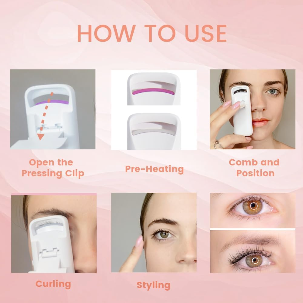 BEOVEA Heated Eyelash Curler &ndash; Fast 8-Second Heat for Long-Lasting Curls &ndash; Portable Rechargeable Heated Lash Curler, Safe & Effective Eyelash Curlers for All-Day Volume and Lift image number 3