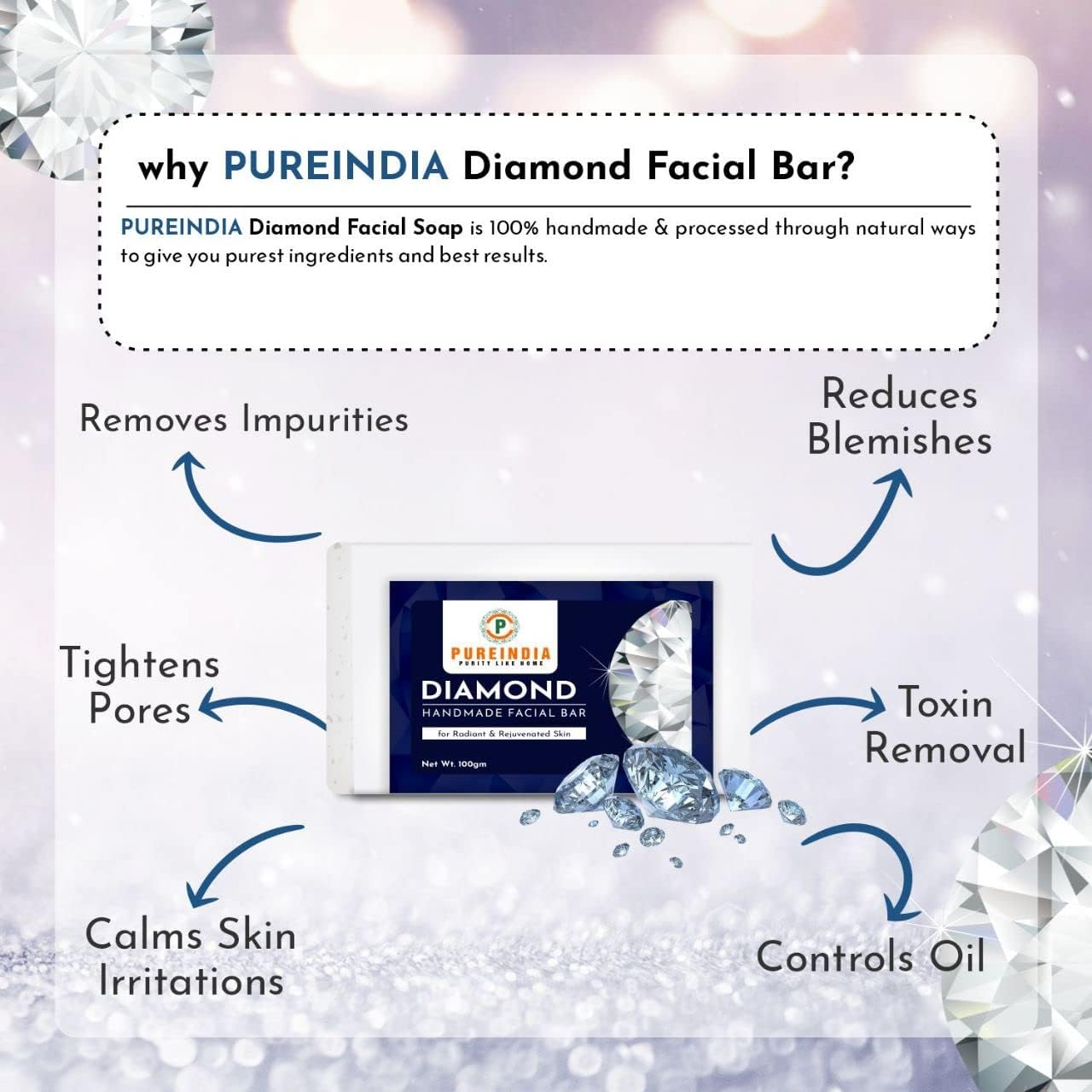 Pureindia Handmade (Diamond Facial Bar) image number 6