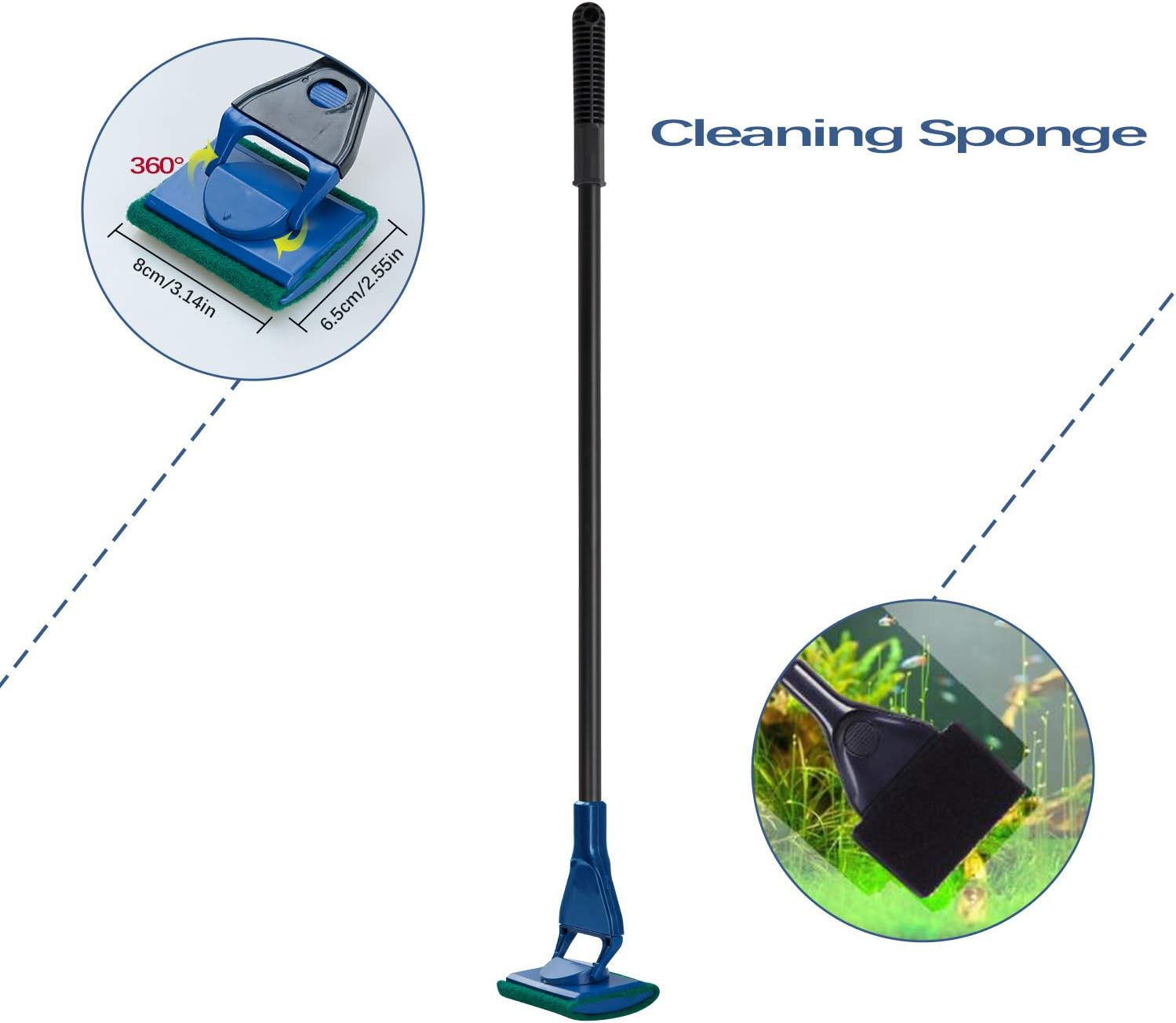Lysport 5 in 1 Complete Aquarium Fish Tank Cleaning Set Fish Net + Rake + Scraper + Fork + Sponge Brush Glass Aquarium Cleaner Tool Kit image number 1