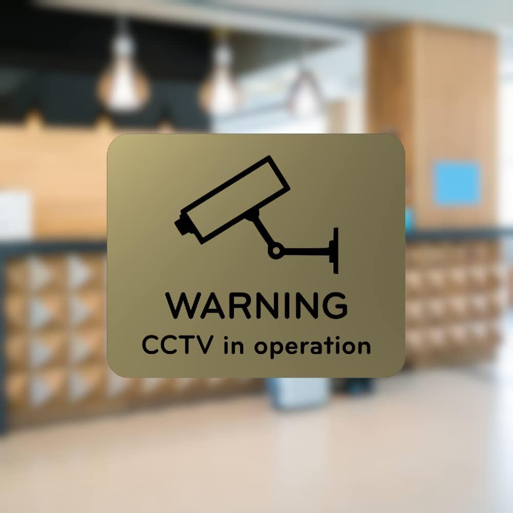 Warning CCTV in Operation Sign - Notice for Indoor or Outdoor Use, Waterproof, with Adhesive Back. Choice of Colours. Clear, Easy to Read Text. Display Warning Notice. (GOLD) image number 2