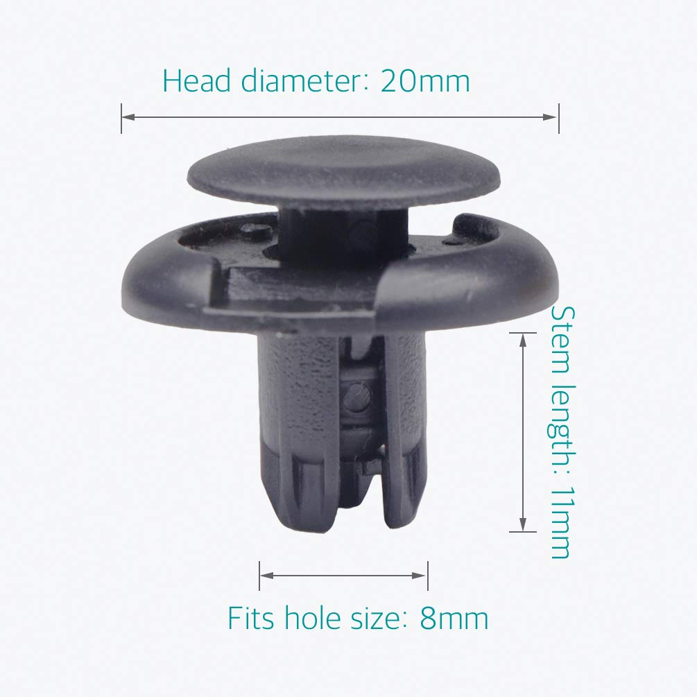 Lantee 50 Pcs Car Front Fender & Bumper Support Push-Type Retainer Clips for Honda Acura 91512-SX0-003 & Mitsubishi MU000319 image number 2